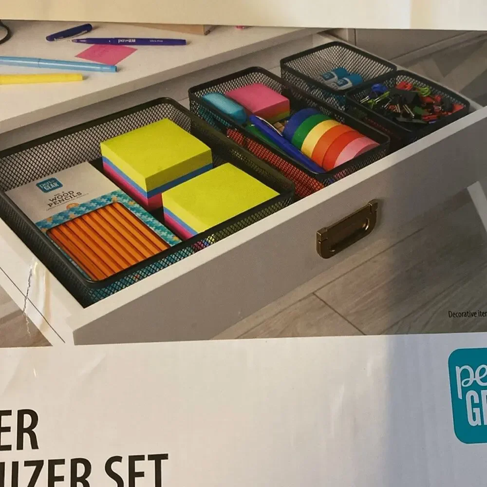 New in box Pen + Gear metal Mesh drawer organizer storage 4 piece‎ modular set